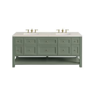 Breckenridge 72" Double Vanity, Smokey Celadon, w/ 3 CM Siberian Silestone Top