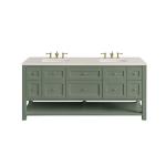Breckenridge 72" Double Vanity, Smokey Celadon, w/ 3 CM Siberian Silestone Top