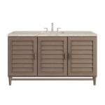 Portland 60IN Single Vanity Whitewashed Walnut w/ 3 CM Tajnar Eclos Top