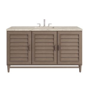 Portland 60IN Single Vanity Whitewashed Walnut w/ 3 CM Tajnar Eclos Top