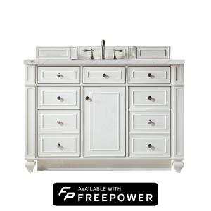 Bristol 48" Single Vanity, Bright White w/ 3 CM Ethereal Noctis Silestone Top w/ FreePower Wireless Charger