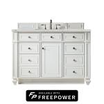 Bristol 48" Single Vanity, Bright White w/ 3 CM Ethereal Noctis Silestone Top w/ FreePower Wireless Charger