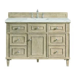 Lorelai 48" Single Vanity, Whitewashed Oak w/ 3 CM Ethereal Noctis Silestone Top w/FreePower Wireless Charger