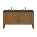 Hudson 60" Double Vanity, Honey Oak w/ 3 CM Charcoal Soapstone Silestone Top