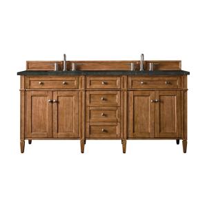 Brittany 72" Double Vanity, Saddle Brown, w/ 3 CM Phantome Eclos Top