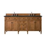 Brittany 72" Double Vanity, Saddle Brown, w/ 3 CM Phantome Eclos Top