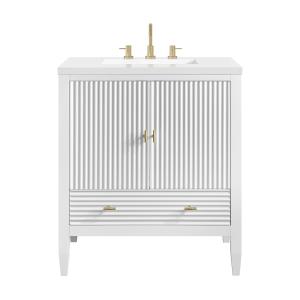 Myrrin 30" Single Vanity, Bright White w/ 3 CM White Zeus Silestone Top