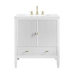 Myrrin 30" Single Vanity, Bright White w/ 3 CM White Zeus Silestone Top