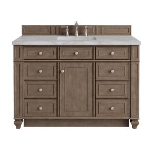 Bristol 48" Single Vanity, Whitewashed Walnut w/ 3 CM Victorian Silver Silestone Top