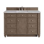 Bristol 48" Single Vanity, Whitewashed Walnut w/ 3 CM Victorian Silver Silestone Top