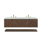 Marcello 72" Double Vanity, Chestnut w/ 3 CM Victorian Silver Top w/FreePower Wireless Charger
