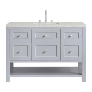 Breckenridge 48" Single Vanity, Serenity Blue, w/ 3 CM Eternal Jasmine Pearl Quartz Top w/FreePower Wireless Charger