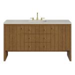 Hudson 60" Single Vanity, Honey Oak w/ 3 CM Siberian Silestone Top