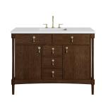 Kinnsden 48" Single Vanity, Sable Oak w/ 3 CM White Zeus Silestone Top