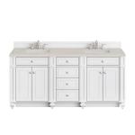 Bristol 72" Double Vanity, Bright White, w/ 3 CM Siberian Silestone Top w/FreePower Wireless Charger