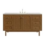 Laurent 60" Single Vanity, Honey Oak w/ 3 CM Siberian Silestone Top w/FreePower Wireless Charger