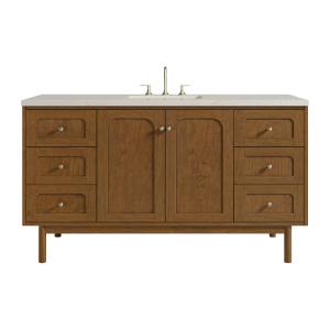 Laurent 60" Single Vanity, Honey Oak w/ 3 CM Siberian Silestone Top w/FreePower Wireless Charger