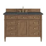 Brittany 48" Single Vanity, Pecan w/ 3 CM Parisien Bleu Silestone Top w/FreePower Wireless Charger