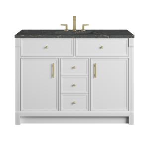Bellshire 48" Single Vanity, Bright White w/ 3 CM Parisien Bleu Silestone Top