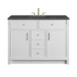 Bellshire 48" Single Vanity, Bright White w/ 3 CM Parisien Bleu Silestone Top