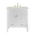 Myrrin 30" Single Vanity, Bright White w/ 3 CM Siberian Silestone Top