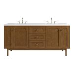 Laurent 72" Double Vanity, Honey Oak w/ 3 CM White Zeus Silestone Top