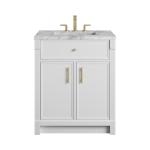 Bellshire 30" Single Vanity, Bright White w/ 3 CM Carrara Marble Top