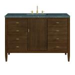 Myrrin 48" Single Vanity, Mid Century Walnut w/ 3 CM Parisien Bleu Silestone Top w/FreePower Wireless Charger