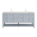 Breckenridge 72" Double Vanity, Serenity Blue, w/ 3 CM Victorian Silver Quartz Top w/FreePower Wireless Charger