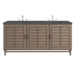 Portland 72IN Double Vanity Whitewashed Walnut w/ 3 CM Parisien Bleu Silestone Top w/FreePower Wireless Charger