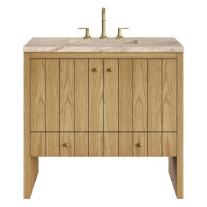 Hudson 36" Single Vanity, Light Natural Oak, w/ 3 CM Tajnar Eclos Top