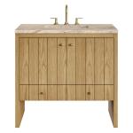 Hudson 36" Single Vanity, Light Natural Oak, w/ 3 CM Tajnar Eclos Top