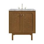 Laurent 30" Single Vanity, Honey Oak w/ 3 CM Carrara Marble Top