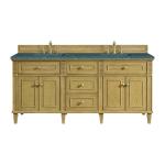Lorelai 72" Double Vanity, Light Natural Oak w/ 3 CM Parisien Bleu Silestone Top w/FreePower Wireless Charger