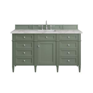 Brittany 60" Single Vanity, Smokey Celadon w/ 3 CM Victorian Silver Top w/FreePower Wireless Charger
