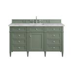 Brittany 60" Single Vanity, Smokey Celadon w/ 3 CM Victorian Silver Top w/FreePower Wireless Charger