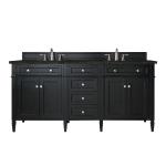 Brittany 72" Double Vanity, Black Onyx, w/ 3 CM Phantome Eclos Top
