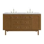 Laurent 60" Double Vanity, Honey Oak w/ 3 CM Ethereal Noctis Silestone Top