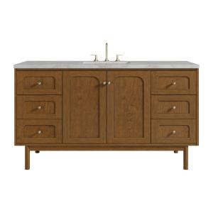 Laurent 60" Single Vanity, Honey Oak w/ 3 CM Victorian Silver Silestone Top