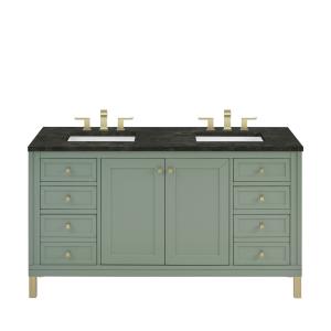 Chicago 60" Double Vanity, Smokey Celadon, w/ 3 CM Phantome Eclos Top