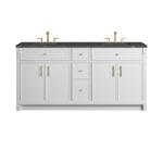 Bellshire 72" Double Vanity, Bright White w/ 3 CM Parisien Bleu Silestone Top