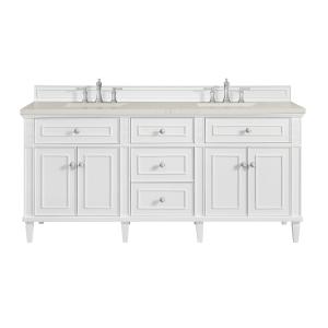 Lorelai 72" Double Vanity, Bright White, w/ 3 CM Siberian Silestone Top