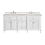 Lorelai 72" Double Vanity, Bright White, w/ 3 CM Siberian Silestone Top w/FreePower Wireless Charger