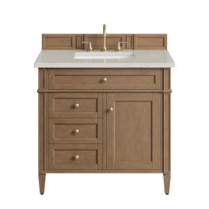 Brittany 36" Single Vanity, Pecan w/ 3 CM Siberian Silestone Top
