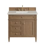Brittany 36" Single Vanity, Pecan w/ 3 CM Siberian Silestone Top