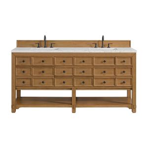 Malibu 72" Double Vanity, Amber Birch w/ 3 CM Eternal Jasmine Pearl Top w/ FreePower Wireless Charger