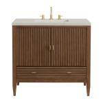 Myrrin 36" Vanity, Mid Century Walnut, w/ 3 CM Siberian Silestone Top