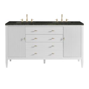 Myrrin 60" Double Vanity, Bright White, w/ 3 CM Phantome Eclos Top
