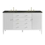 Myrrin 60" Double Vanity, Bright White, w/ 3 CM Phantome Eclos Top