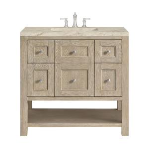 Breckenridge 36" Single Vanity, Whitewashed Oak, w/ 3 CM Tajnar Eclos Top
